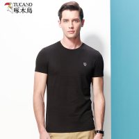 啄木鸟短袖T恤男圆领 2019夏装新款男士纯色中青年半袖打底衫潮