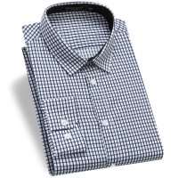 啄木鸟长袖衬衫男2018秋季新款职业工装格子寸衫男商务休闲工作服