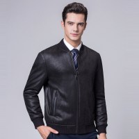 啄木鸟男装夹克外套2019秋冬新款棒球领加厚中青年休闲皮衣男装