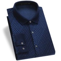 啄木鸟长袖衬衫男 2018新款时尚百搭上衣 抗皱免烫男士印花衬衣