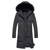 啄木鸟青年连帽羽绒服男中长款2018冬季新款纯色加厚毛领外套上衣