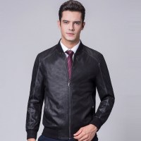 啄木鸟皮衣男中年爸爸装2019秋冬新款立领商务休闲男士皮夹克外套