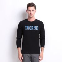 啄木鸟长袖T恤男薄款圆领 2018秋季新款图案休闲打底体恤polo衫