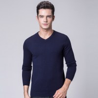 啄木鸟羊毛衫春季男青年V领薄款针织衫秋季鸡心领修身打底毛衣男