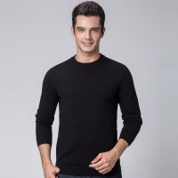 啄木鸟纯羊毛衫男圆领套头修身2019秋冬新款纯色打底毛衣男针织衫