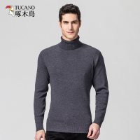 啄木鸟高领羊毛衫男双翻套头加厚中年长袖针织衫冬季新款毛衣男装