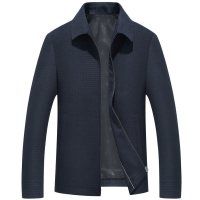 啄木鸟夹克男薄款中老年2018秋新款格子茄克衫休闲翻领外套爸爸装