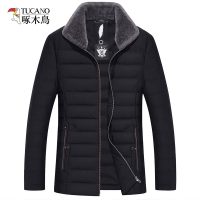 啄木鸟男装立领棉服修身大码外套 2018冬季新款纯色休闲保暖棉衣