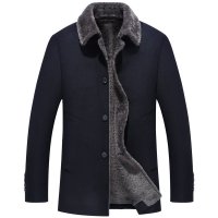 啄木鸟毛呢大衣男短款中年爸爸装2018冬季新款休闲翻领中长款外套