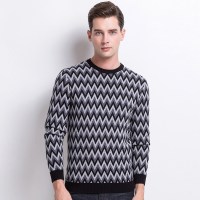 啄木鸟圆领羊毛衫男薄款2018秋冬新款时尚图案毛衣男士针织衫