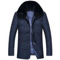 啄木鸟羽绒服男中年毛领加厚2018秋冬纯色商务休闲羽绒外套爸爸装