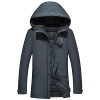 啄木鸟中长款羽绒服男加厚2018冬季新款纯色连帽商务休闲男士外套