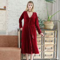 耀婷 金丝绒睡袍 女士秋冬季高贵结婚单袍中厚长款式睡衣