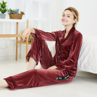 耀婷 睡衣女秋冬季长袖金丝绒保暖套装秋天休闲宽松天鹅绒两件套家居服