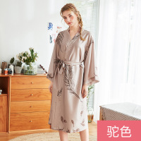 耀婷新款仿真丝结婚睡衣女士春夏长款伴娘红色新娘晨袍家居睡袍