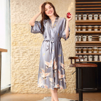 耀婷仿真丝结婚睡衣女秋长款伴娘红色新娘晨袍家居睡袍