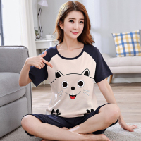 夏季睡衣女纯棉短袖七分裤韩版家居服女士可外穿薄款套装