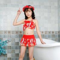 儿童游泳衣韩版修身平角裙式分体两件套时尚印花中童大童泳装