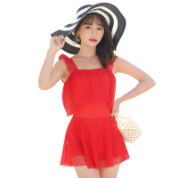 新款连体裙式保守遮肚显瘦游泳衣小胸聚拢泡温泉泳装