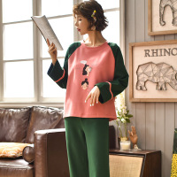 睡衣女长袖秋针织棉韩版可外穿卡通两件套装家居服B2271