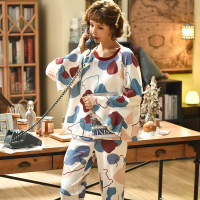 新款睡衣针织棉长袖可爱套装冬睡衣女士家居服B2273