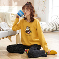 新款睡衣女士长袖卡通可爱韩版清新学生针织棉家居服套装Y7802