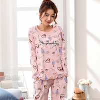 睡衣女士春秋季新款棉质长袖长裤卡通少女家居服套装J2714