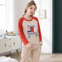 可爱卡通睡衣女士春秋长袖圆领套头休闲可爱家居服套装JTH1825