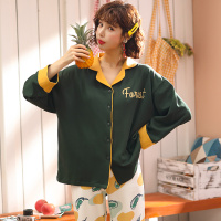 新品睡衣女秋冬开衫长袖可爱韩版春款女士翻领插色家居服装B2250