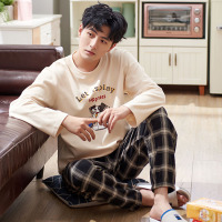 新品睡衣男士棉质长袖套装秋冬季韩版卡通可爱家居服Y7813