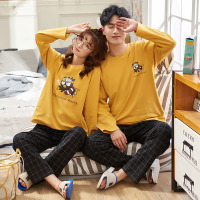 冬季情侣睡衣长袖纯棉男女士卡通宽松休闲套装家居服Y7802女-Y7801男