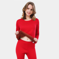 秋冬保暖内衣女加厚加绒打底防寒内衣青年纯棉套装棉毛衫