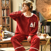 加厚款珊瑚绒睡衣套装女士卡通可爱法兰绒家居服秋冬U2282