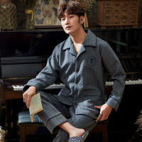 新款睡衣男简约自然加厚保暖男士家居服两件套N5022