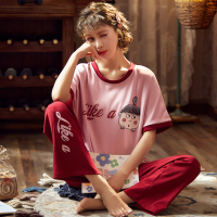 耀婷睡衣女短袖长裤薄款套装韩版休闲大码家居服卡通睡衣女TK2447