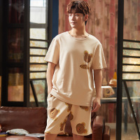 耀婷男士睡衣春夏季针织棉短袖短裤青年韩版休闲夏天家居服套装T2319
