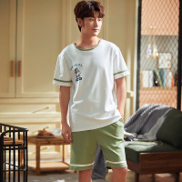 耀婷针织棉套头男士短袖短裤可爱卡通棉质家居服套装可外穿 T2355B