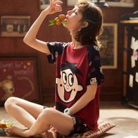 耀婷棉短袖短裤甜美可爱韩版卡通针织女士家居服两件套装 R2411A