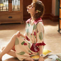 耀婷棉睡裙夏季套头加大码可爱连体裙宽松休闲睡衣女短袖可外穿 R2398