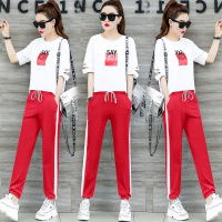 新款短袖长裤时尚显瘦女神范洋气休闲运动服套装女两件套