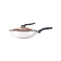 QUEEN SENSE 君圣斯韩国原装进口304不锈钢炒锅不粘锅家用平底炒菜锅无油烟电磁炉燃气灶通用