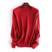 VINCIFAM羊毛衫女圆领毛衣2019新款修身纯色打底衫套头针织衫