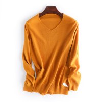 VINCIFAM羊毛衫2019春季新款女低领打底衫V领套头毛衣