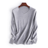VINCIFAM毛衣2019春季新款女低领打底衫V领套头纯羊毛衫