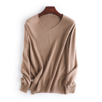 VINCIFAM羊毛衫2019春季新款纯羊毛女低领打底衫V领套头毛衣