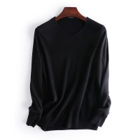 VINCIFAM2019春季新款女低领V领套头打底衫纯羊毛衫毛衣