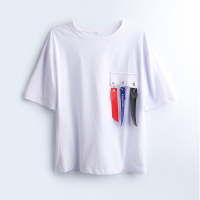 VINCIFAM 男士飘带装饰半袖上衣圆领体恤休闲 2019夏季新款短袖T恤男