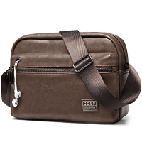 高尔夫GOLF休闲多功能电脑包大容量复古男士斜挎包优质面料耐磨耐刮时尚商务 棕色