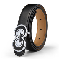 高尔夫GOLF优质女式板扣皮带黑白撞色萌趣动物形象腰带潮流时尚休闲裤带