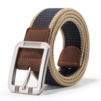 高尔夫GOLF男士潮流帆布腰带休闲时尚针扣裤带加厚编织带身简约皮带金属圆孔